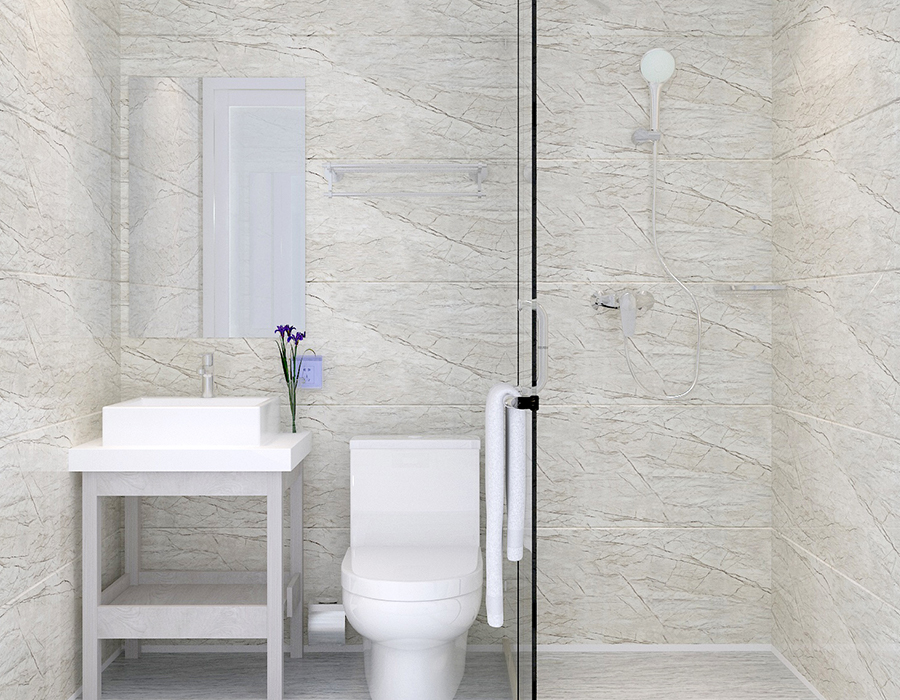 Modular Bathroom with Full Panel Construction for Quick Installation