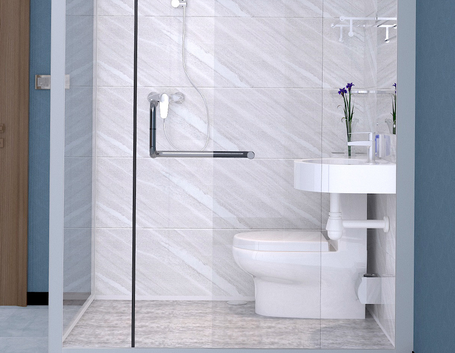 Vitreo-Wall Modular Integrated Bathroom with PEC Resina Fiber Interior Panels