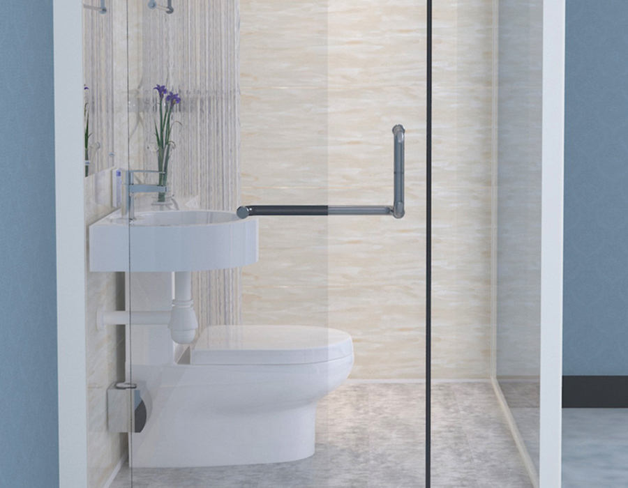 Modular Prefabricated Bathroom with Glass Exterior Wall for Fast and Efficient Installation