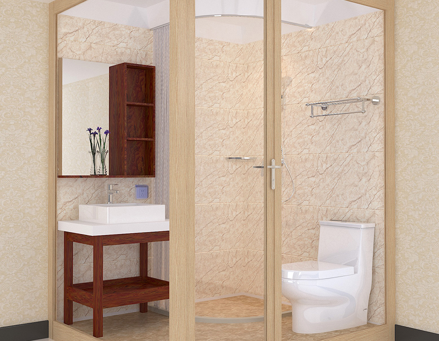 Vitrei Exterior Integrated Latrina cum Resina Fibra Interior Panels