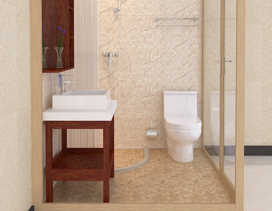 Vitrei Exterior Integrated Latrina cum Resina Fibra Interior Panels