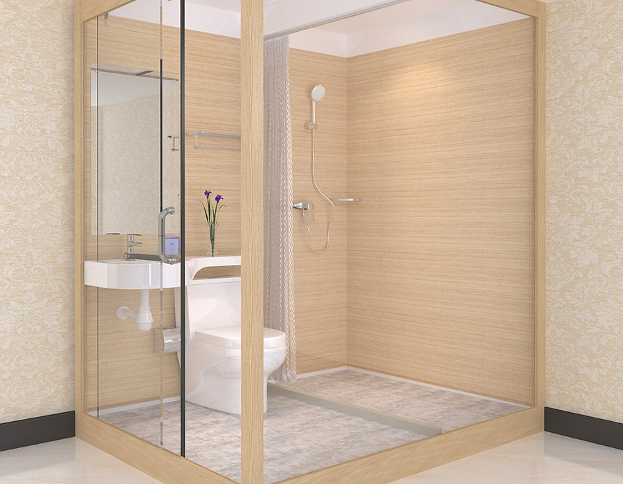 Praefabricata Bathroom cum PEC Resina Fibra interioris Wall Panels et Vitri Wall