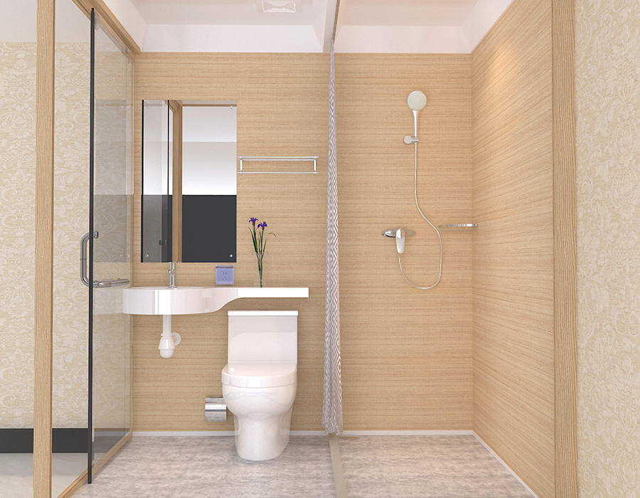Praefabricata Bathroom cum PEC Resina Fibra interioris Wall Panels et Vitri Wall