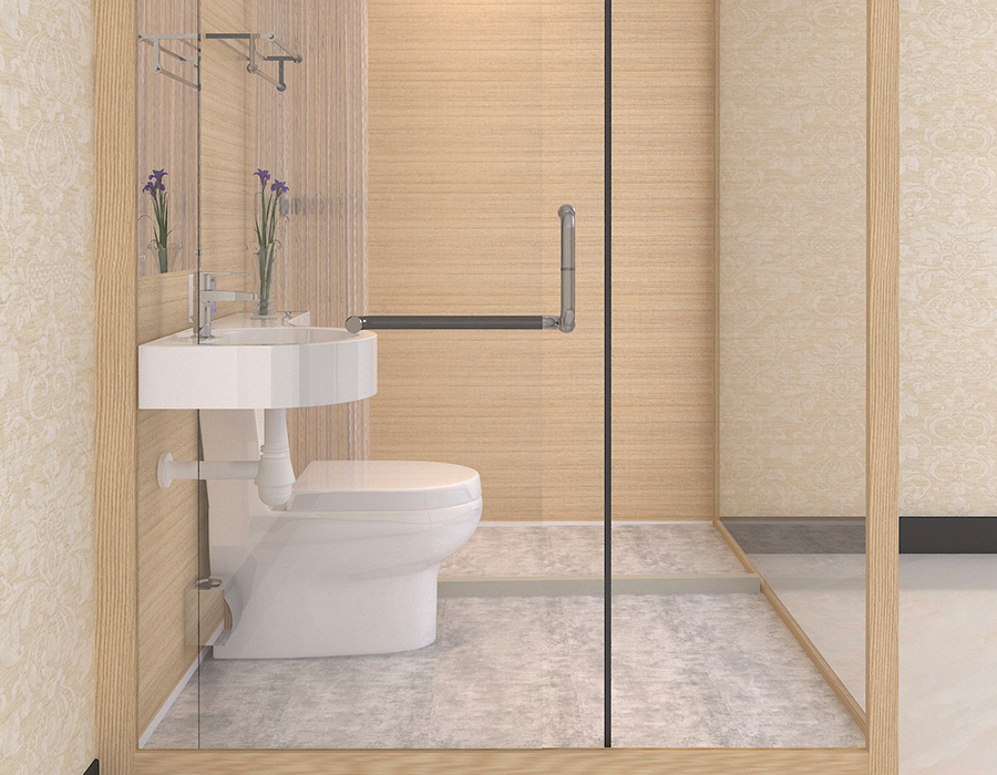 Praefabricata Bathroom cum PEC Resina Fibra interioris Wall Panels et Vitri Wall