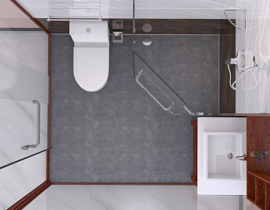 Prefabricated Hotel Bathroom Unit with PEC Resina Fiber Panels et RTM Mollis Ceramic Base