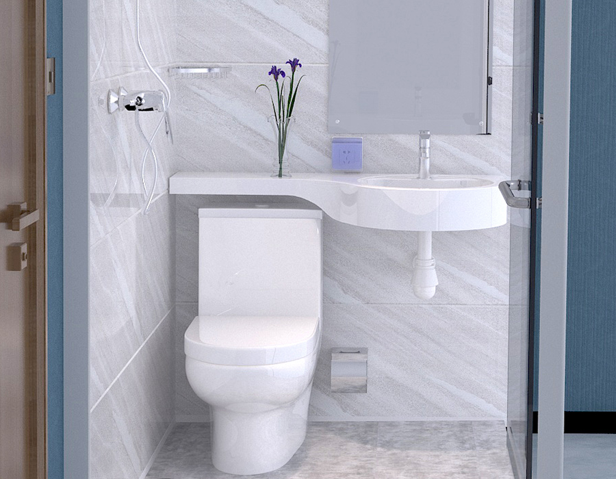 Vitreo-Wall Modular Integrated Bathroom with PEC Resina Fiber Interior Panels