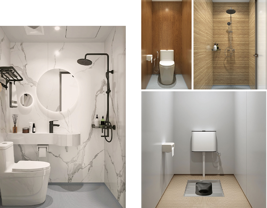 Unius Multicolor SMC Omnes in uno Prefab Bathroom