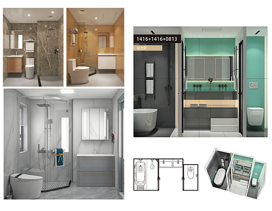 Unius Multicolor SMC Omnes in uno Prefab Bathroom